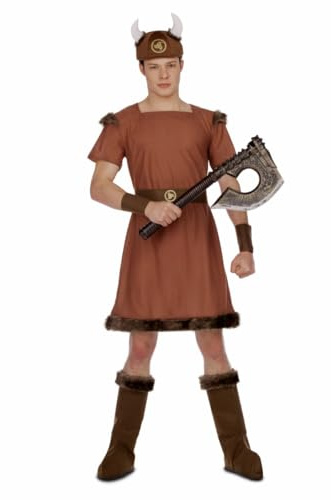 My Other Me Unisex-Kostüm Wikinger für Erwachsene, braun, mit Hut, Kleid, Gürtel, Handgelenken und Stiefelstulpen, Größe ML. Inspiriert von nordischen Legenden für einen unvergleichlichen Kriegerstil