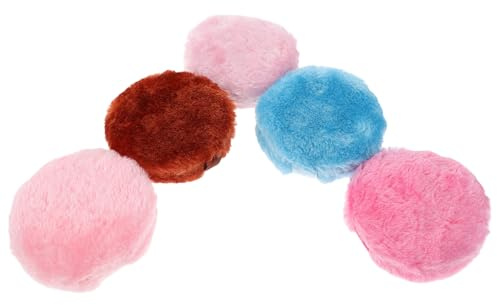 TOPPERFUN Lot de 5 Houppettes à Poudre Douce Longue 90X30 MM en Fibres Synthétiques Applicateurs Réutilisables pour Poudre et Blush Coussins de Maquillage Légers et Précis pour Visage