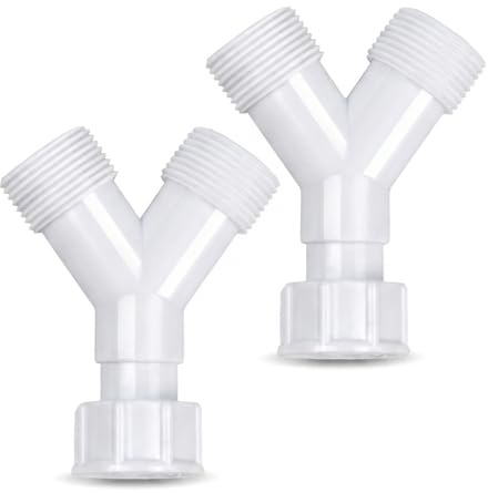 2 Pcs Premium 3/4 Brass Hose Connector and Splitter,2 Way Y Valve for Washing Machine and Dishwasher,Heavy Duty Plumbing Fittings,Double Tap Adapter for Garden and Outdoor Use