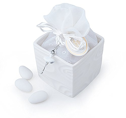 Hervit Contenitore Cubo Porcellana Bisquit (Bianco)