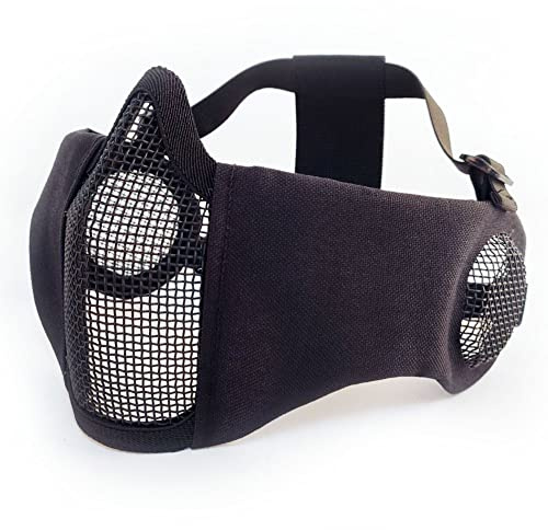 HANSTRONG GEAR H World EU Tactical Airsoft Metal Mesh Atmungsaktive Schutzmaske mit Ohrabdeckung (BK)