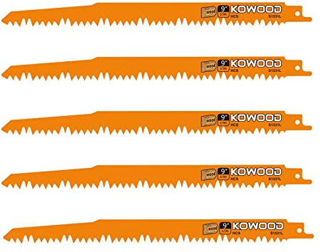 9-Inch Wood Pruning Saw Blades for Reciprocating/Sawzall Saws/Sabre Saws by KOWOOD - 5 Pcs Pack Wood Cutting Set