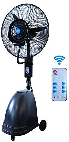 OUPAI Ventilateurs Ventilateur oscillant de 26 pouces avec brumisation, ventilateur sur colonne avec action de brouillard d'humidification, oscillant à 90 ° à 3 vitesses et commande à distance 260W Os