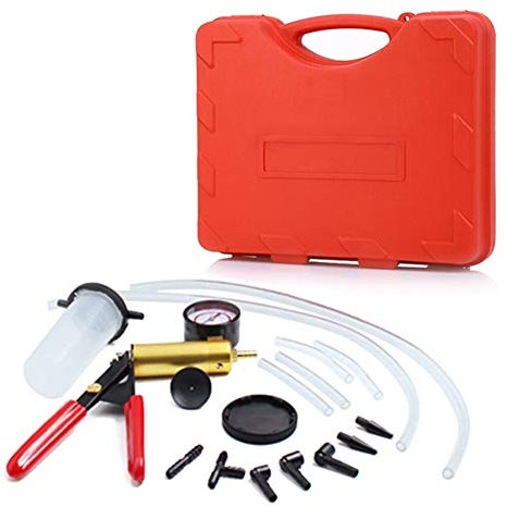Awsuc Bremsenentlüftergerätt, Vakuumpumpe Vakuumtester Bremsentlüftungssatz mit Vakuummeter, Adapter für Kraftfahrzeuge, LKW und Auto Motorrad Mit Tragetasche