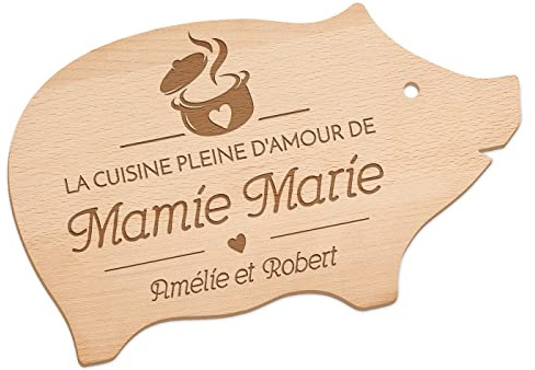 Maverton Planche à découper personnalisée, Plateau en bois, forme de cochon | Planche avec gravure pour elle, pour anniversaire, Accessoires cuisine pour femmes, Pour chef, porcinet