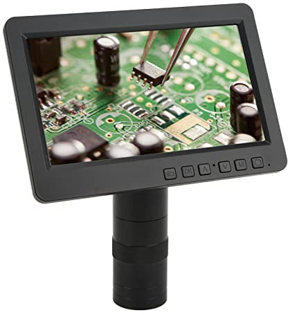 Digitales LCD USB Mikroskop, 7 Zoll HD LCD Bildschirm, 26 Millionen Pixel CMOS HD Sensor, mit 230X C Bracket Kamera, Handmikroskop für Leiterplatten, Telefonreparatur(EU)