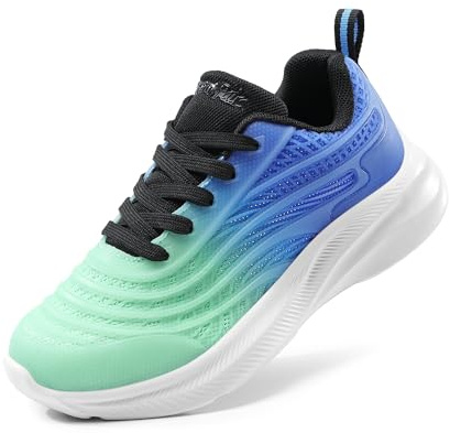 DREAM PAIRS Kids Zapatillass para Niñas y Niños con Cordones Deportivos para Running con Proteccion TPU de Dedo de Pie Durables,Size 32,Verde Claro/Azul,SDRS2330K