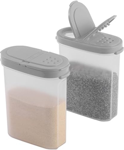 SIGNORA WARE Gewürzgläser mit Deckel, nachfüllbar, leer, luftdicht, 237 ml, 2-in-1 Ausgieß-/Schalter-Deckel, transparenter Kunststoff, Gewürz-/Gewürz-Organizer, Küche/Reisen, 2 Stück