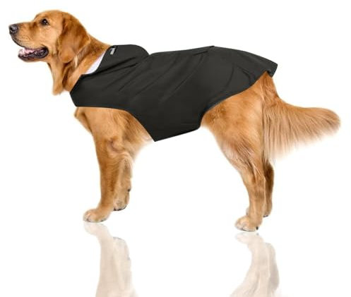 YIZWINS Hunderegenmantel, Hunderegenmantel Wasserdicht mit Kapuze und Reflektoren, Verstellbar Regenjacke Hund, Hund Regenmantel, Regenmantel Dackel, Hundemantel Regenmantel für Spaziergänge