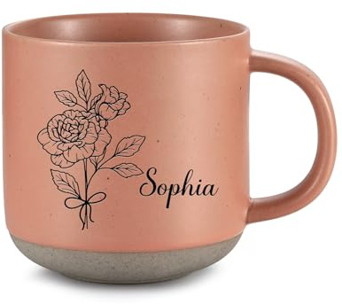 Wamantic Tasse Personnalisée avec Nom et Mois de Naissance Tasse à Café Personnalisable Céramique Mug Cadeaux d'anniversaire de Noël pour Femme, Petite Amie, épouse (Style 1-rose)