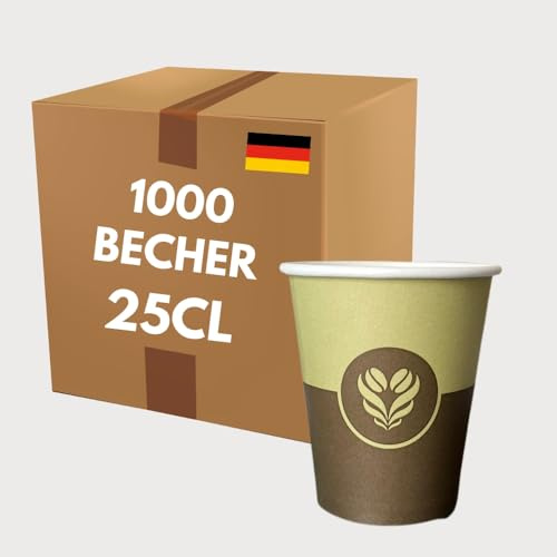 COVR Gobelet Carton Décor Café 25cl - 8oz / 1000 unités, Recyclables, Boisson Chaude et Boisson Froide, Solide et Bonne Prise en Main, Résistant