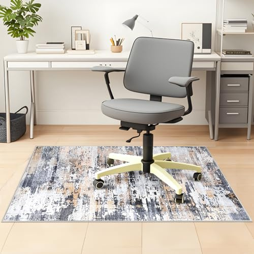 Office Chair Mat 90 x 120 cm, Floor Protector for Office Chair, Anti-Slip Desk Chair Mats, Chair Mat for Hardwood Floor, Computer Rolling Chairs Mat Hard Floor for Home and Office, Machine Washable