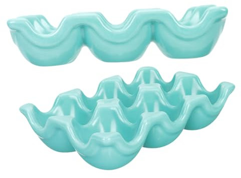 TOPBATHY 2pezzi Portauova in Ceramica Satinata da Tazze Contenitore per Uova da Cucina Design Compatto per Frigorifero Accessorio Decorativo