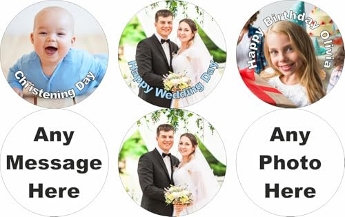 24 x Pre Cut Personalised Photo/Logo Cupcake Toppers on Premium Edible Wafer Paper
