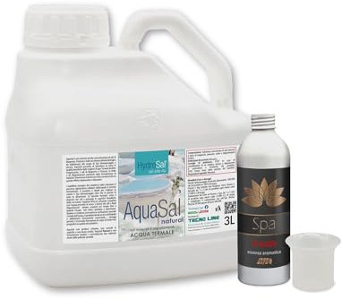 HydroSal AquaSal Natural 3 l + Duft Fructis Spa 250 ml + Dosierer, hochkonzentrierte Mischung aus Magnesiumsalzen, Kalium und Jod in Kombination mit dem Duft, für Spa, Whirlpool, Pool