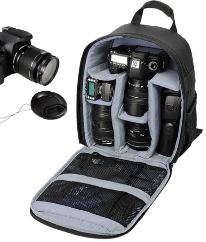 Aizuoni Zaino per Fotocamera DSLR, Borsa da Viaggio per Attrezzatura Fotografica, Zaino Portaattrezzatura Traspirante con Cerniere per DSLR, Ideale per Sportivi, Uomo Donna e Giovani
