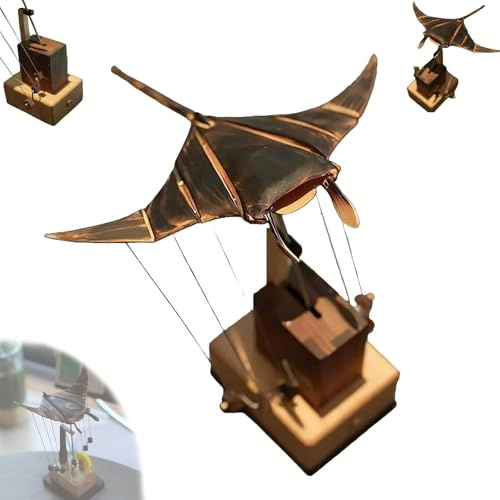 Automa meccanico artigianale della manta, scultura cinetica bionica in legno bionica postura del nuoto ornamento Manta Ray.