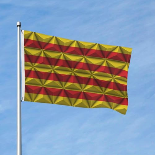 Jardín Bandera Efecto Poligonal De La Flag Catalana Bandera De Brisa Durable Divertido Banderas Con Ojal, Para Balcón, Festival, Exterior, 90x150cm