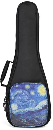 IKFGTJRE Gitarrväska 76 cm väska tjock sopran konsert tenor baryton bärväska Starry Night Guitar 21 23 24 26 ryggsäck, 21 tum, En storlek, En stil