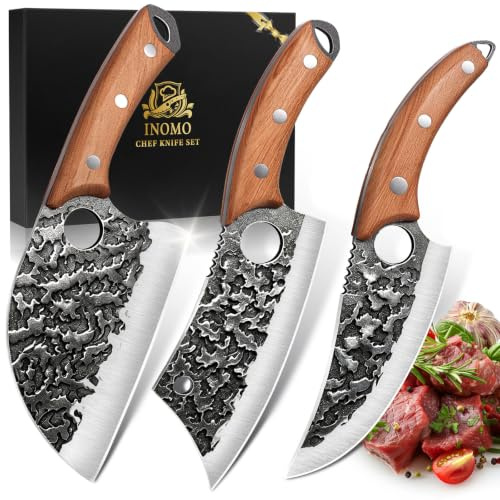 INOMO Chefs Knife, 3-Piece Kitchen Knife Sets, Professional Sharp Japanese Knife Set Birthday Gifts, High-Carbon Stainless Steel Knife Set, Ergonomic Handle and Gifts Box with Cooking Knives