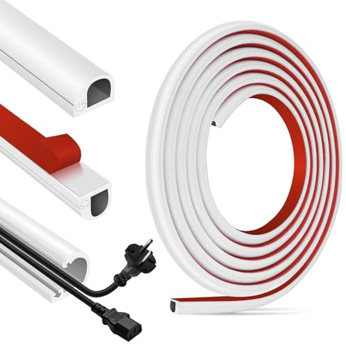 Canaleta Cables Pared Adhesivo canaleta Flexible Cubre Cables Pared con Abertura Lateral pasacables Suelo Techo (14mm×10mm×3m, Blanco)