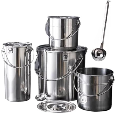 Olla multiusos de acero inoxidable para almacenamiento de alimentos, ideal para alimentos secos y húmedos, capacidad de 20 litros