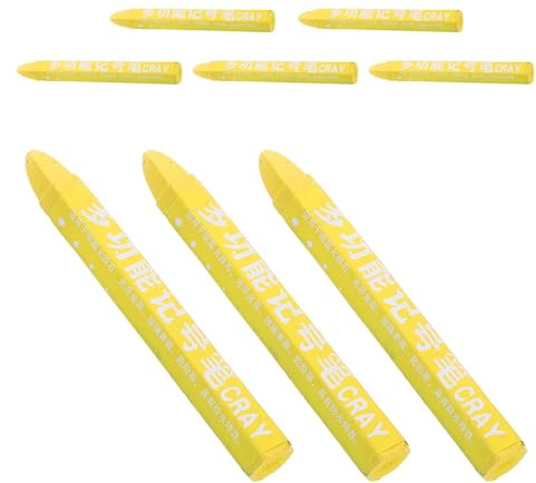 HOODANCOS 8pcs Yellow Tire Marking Crayon Pen with Wax Material, Water-resistant and Smudge-proof for Lettering on Wood and Fabric at Construction Sites and Warehouses