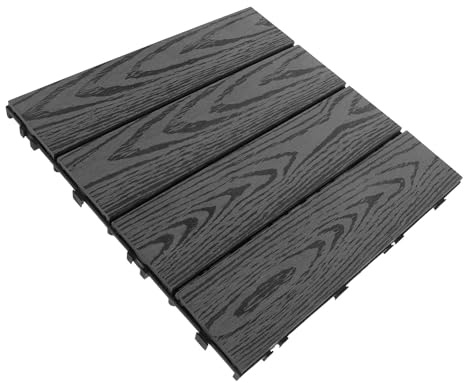 Baldosa de Suelo Exterior Entrelazable de Composite 30x30 Cm | Plástico Madera Pp, Estampado, Superficie Fácil de Limpiar, y Duradera
