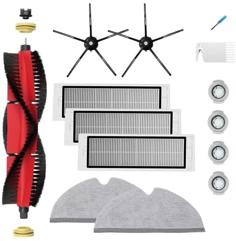 Ersatzteile für Xiaomi Roborock S5 Max S6 Max S6 Pure S6 MaxV S50 S60 S65 S5 S6 Staubsauger Zubehör, 1 Hauptbürste 3 HEPA-Filter 2 Wischtücher 2 Seitenbürsten 4 Wasserkerne 2 Reinigungszubehör