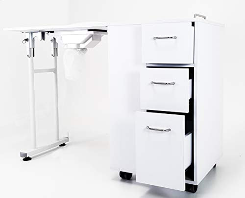 Nageltisch Maniküre 3 Schubladen faltbar platzsparend mit elektrischem Staubsauger Nagelstudio Set Rekonstruktion Tisch Profi komplett Plexiglass
