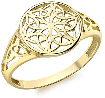 Damen-Ring filigran ausgeschnitten rund Gelbgold 9kt 12mm | Carissima Gold