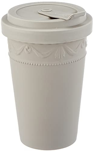 KPM Berlin KURLAND To-Go Becher - Porzellan-Becher, Kaffeebecher mit Deckel, Teebecher 0,35l, Handmade in Berlin, im Geschenkkarton, 13 cm, Grau matt