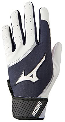 Mizuno MVP Youth Baseball Batting Glove, White-Grey, XS