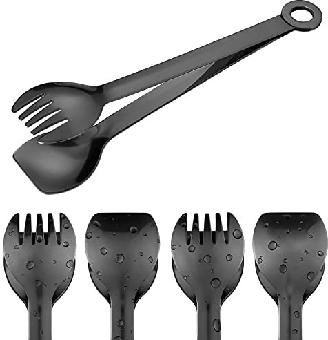 MSY BIGSUNNY Kleine Servierzange – 15,2 cm Premium Edelstahl Vorspeisenzange Set von 4 (schwarz, 15,2 cm)