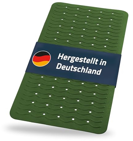 RIDDER – Badewanneneinlage Playa 38x80cm, dunkelgrün, 100% TPE | Made in Germany Badewannenmatte aus hautfreundlichem TPE. Maschinenfeste Antirutschmatte mit Saugnäpfen & Ablauföffnungen