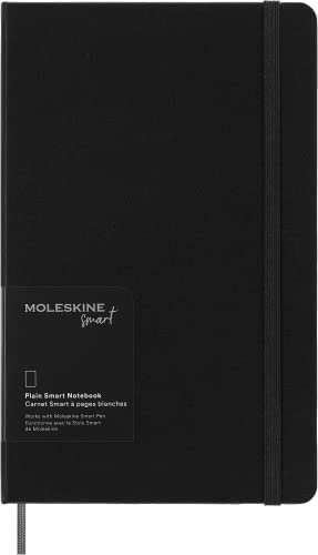 Moleskine Smart Notebook, Smart Writing System, Smart Notebook med hårt omslag, Tomma sidor och Elastisk stängning, Stort format 13 x 21, Färg Svart