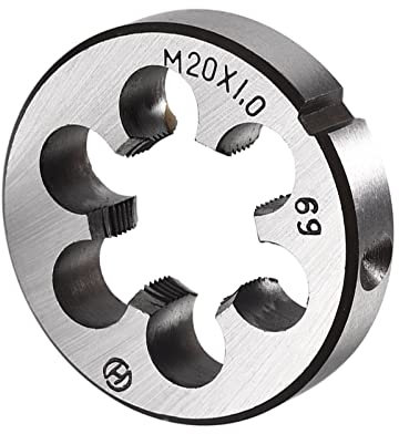 CoCud Redondo Roscado Matrices, Métrico M20 x 1 Rosca, 9SiCr Aleación Herramienta Acero Tornillo Fresado Herramientas - (Aplicaciones: para Máquina Rosca Reparación), 1uds