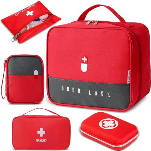 TAVADA Borsa Pronto Soccorso,5pcs Kit di Pronto Soccorso,Impermeabile Alta capacità Borsa Porta Medicine da Viaggio per Casa,Ufficio,Esterno Scatola di Sopravvivenza Mini,Kit di Primo Soccorso