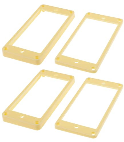 Be In Your Mind 4-teilig Humbucker Tonabnehmerrahmen Humbucker Tonabnehmer Montageringe Set Tonabnehmer Gerader Rahmen Zubehör für E-Gitarre Kunststoff Cremefarben