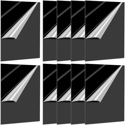 LOLYSIC 10 Stück A4 Schwarz Acrylglas Platte, 297x210x1.6MM Acrylglasplatte, Plexiglasplatte, Acrylscheiben mit Schutzfolie, Acrylblatt, Acrylkunststoffplatte für Beschilderung, DIY, Display, Malerei