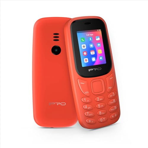 IPRO A21 Mini Telefono Cellulare GSM 2G Dual Sim - Display 1.77 a Colori, Ram 32MB, Rom 32MB, Bluetooth, Fotocamera, Radio FM, Sveglia, Torcia LED, Cellulare per Anziani Facile da Usare, Rosso
