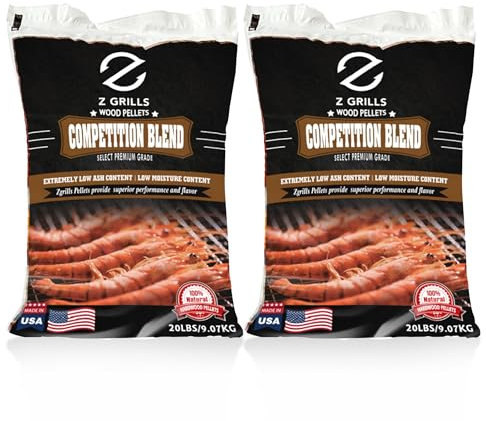 Z GRILLS Wood Pellets for Smoker Grill and BBQ, 100% All-Natural Hardwood Competition-Blend Pellet, 40lbs