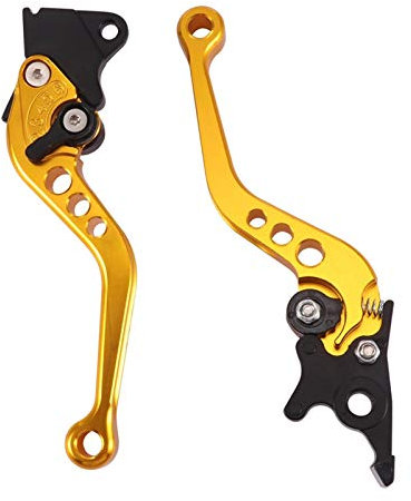 ELTOX Motorrad Bremshebel,Kupplung Bremshebel 2 stücke Hohe Qualität Legierung Motorradbremsgriff Bunte CNC Motorradkupplung Bremshebelgriff Fit for Motorabänderung (Color : Gold)