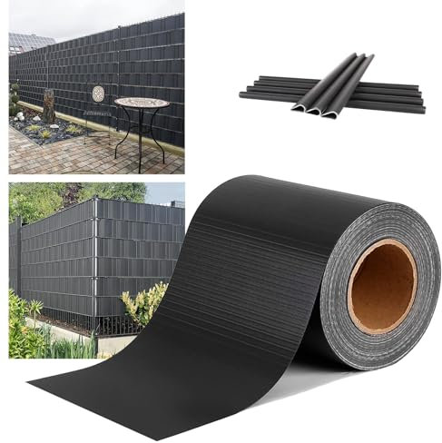 LILIIN Stuoia in PVC per recinzioni privacy a doppia asta, 70 m x 19 cm, con 30 clip di fissaggio (antracite)