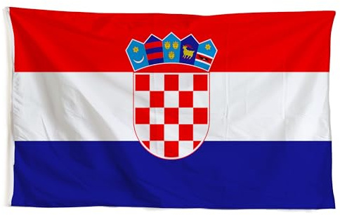 Kroatien Fahne 90x150 cm Hissfahne - Premium Flagge Wetterfest & UV-Beständig mit Metallösen - Große Nationalfahne Fanartikel für EM, WM, Stadion & Garten