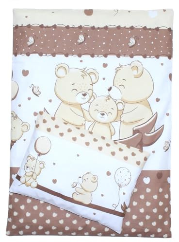 Kinderwagenset Baby Bettwäsche für Kinderwagen Bezüge Decke Kissen 2-4 tlg (Braun, 4 tlg)