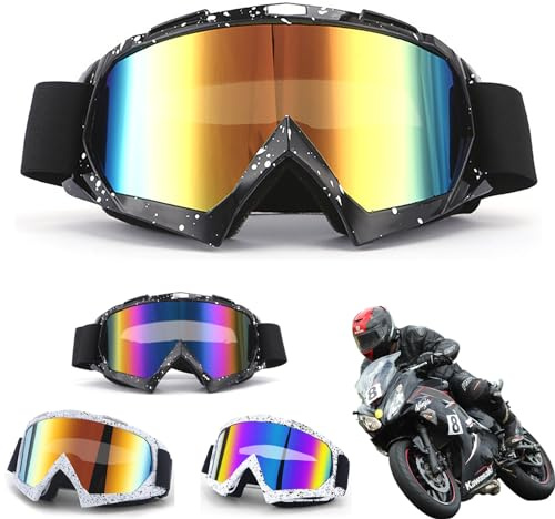 DONGZQAN Motocross Brille, Ski Brille, Motorradbrille, Skibrille, Crossbrille Mit Schaumstoffpolsterung, Sowohl für Damen Als Auch für Herren, Geeignet für Outdoor-Sportarten
