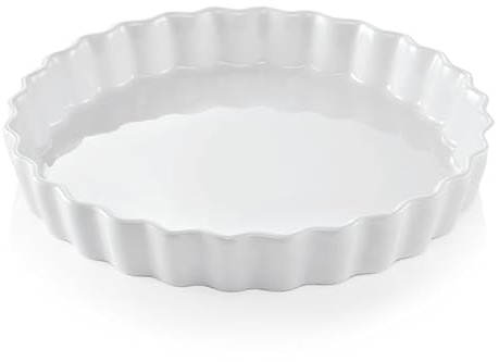 8 moules à tarte en porcelaine, diamètre : 26 cm, blancs