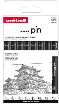Uni-ball Estuche PIN de 8 piezas de marcadores calibrados 0,03 a 1,2 mm color negro SET CLÁSICO I