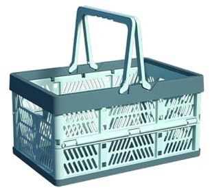 JBNCRYGD Plastic Storage Crate - Collapsible Crate Stacking Folding Storage Basket,C-20.5 * 30.5 * 16.5cm